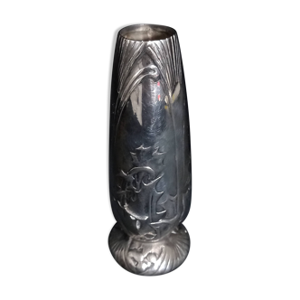 Petit Vase Art Nouveau Argente avec Décor de Houx par Orfèvrerie Gallia (Christofle)