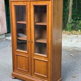 Vitrine Louis Philippe vintage en bois avec 2 portes