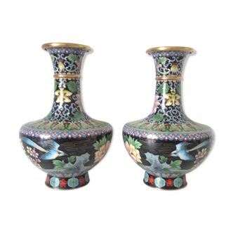 Vases en émail cloisonné