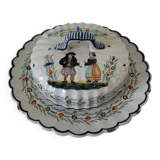 Covered cheese dish in Quimper earthenware – late 19th, early 20th century