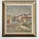 Vintage Impressionist Cityscape Scene Oil Painting Signed by Artist 1947