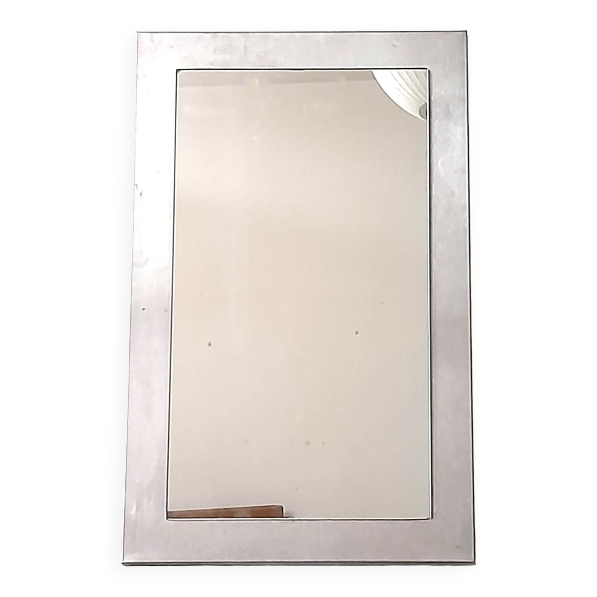 Vintage 90s rectangular bent/brushed aluminum mirror