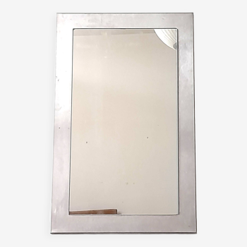 Miroir rectangulaire en aluminium plié / brossé Vintage des années 90