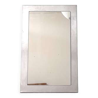 Miroir rectangulaire en aluminium plié / brossé Vintage des années 90