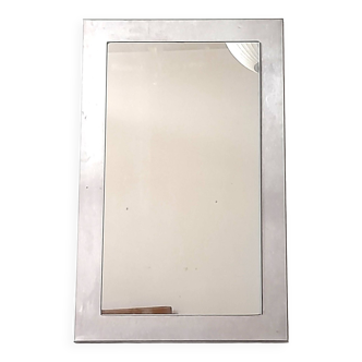 Vintage 90s rectangular bent/brushed aluminum mirror