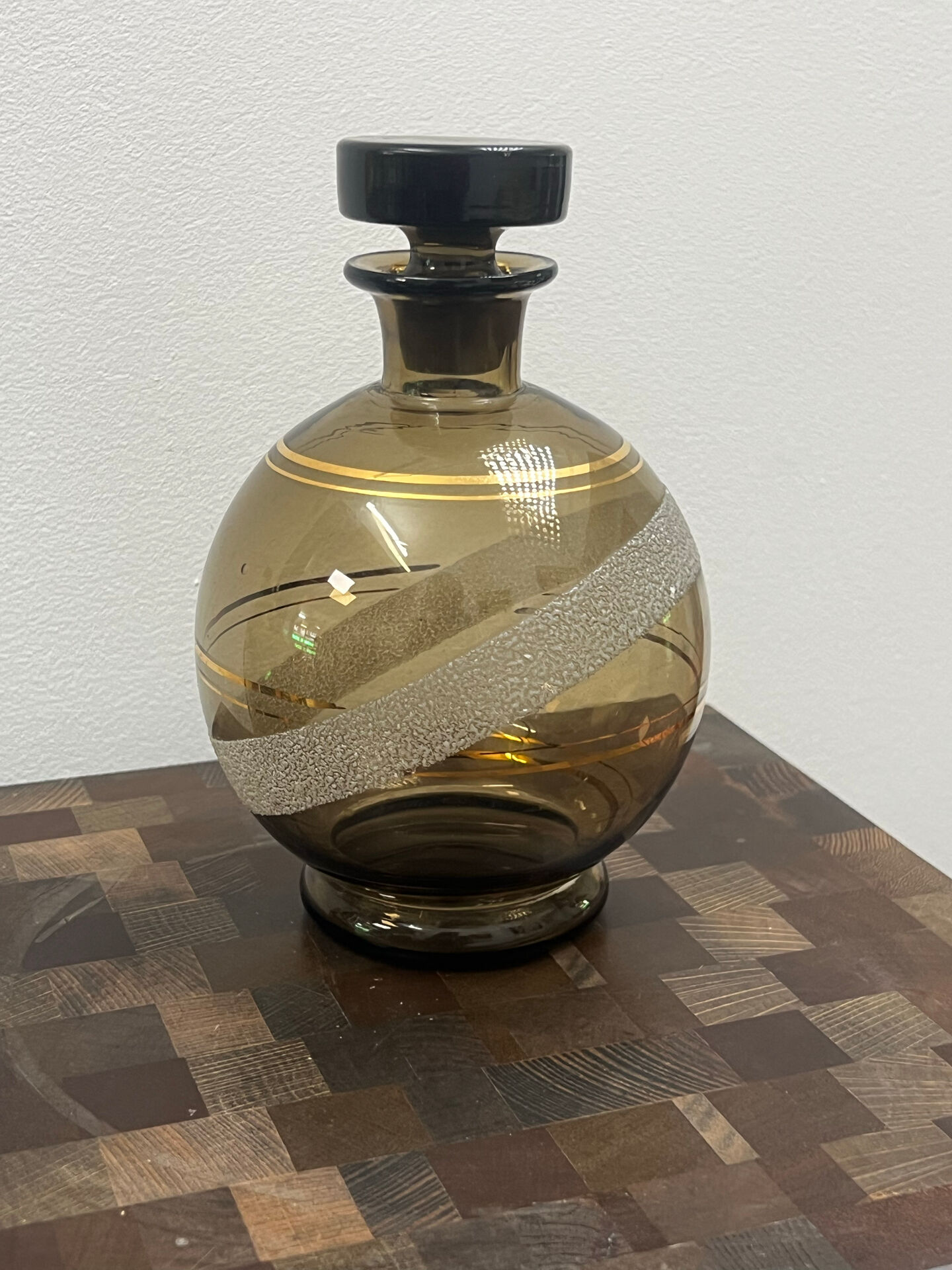 Acid-etched glass carafe 1930s/40s - Czechoslovakia