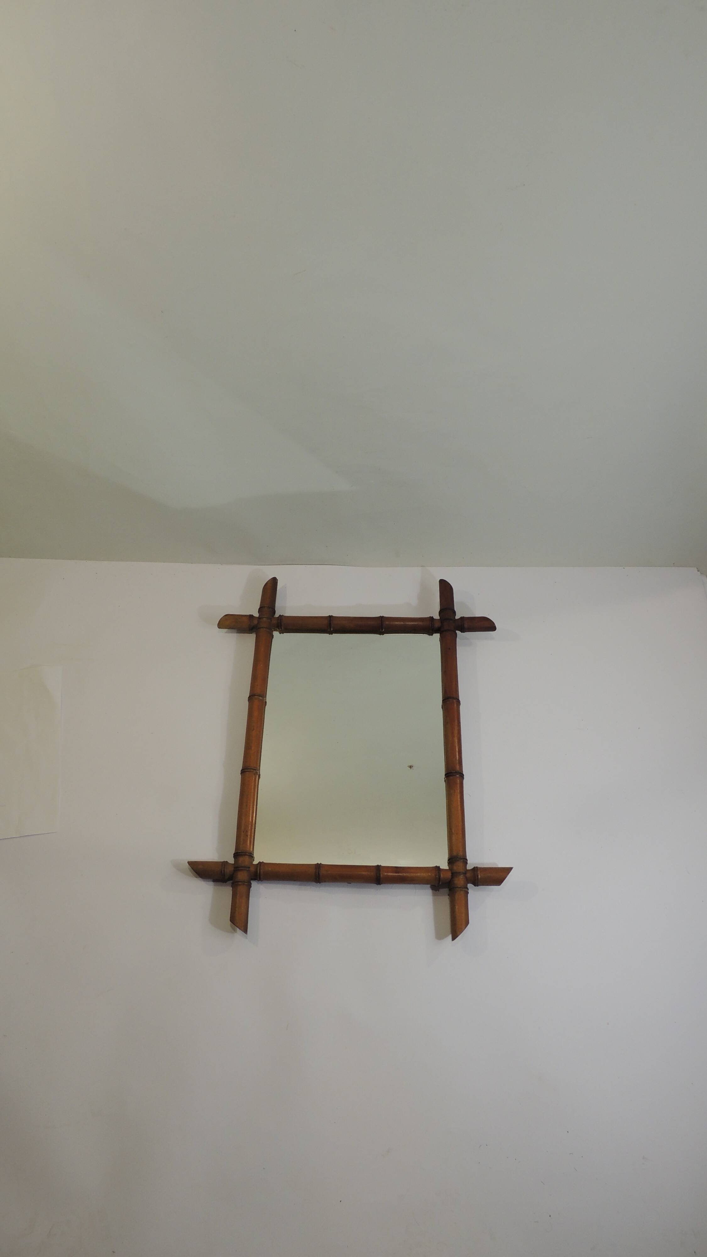 French mercury mirror / faux bamboo / 19th century / carved wood
