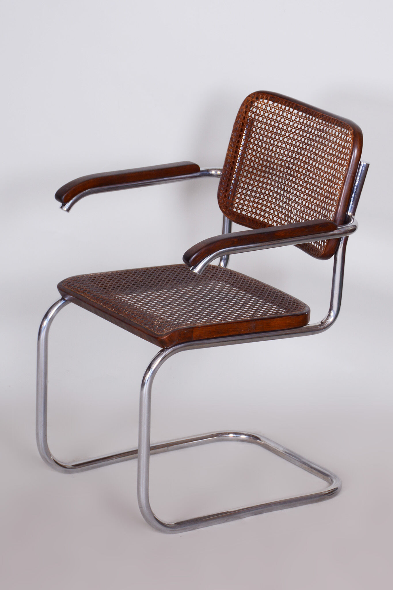 Restored Bauhaus Armchair, Marcel Breuer, Thonet, Beech, Chrome, Germany, 1930s