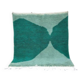 Tapis berbère en laine artisanale vert marocaine taille 140 x 260 cm
