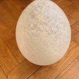 Egg lamp speckled white glass