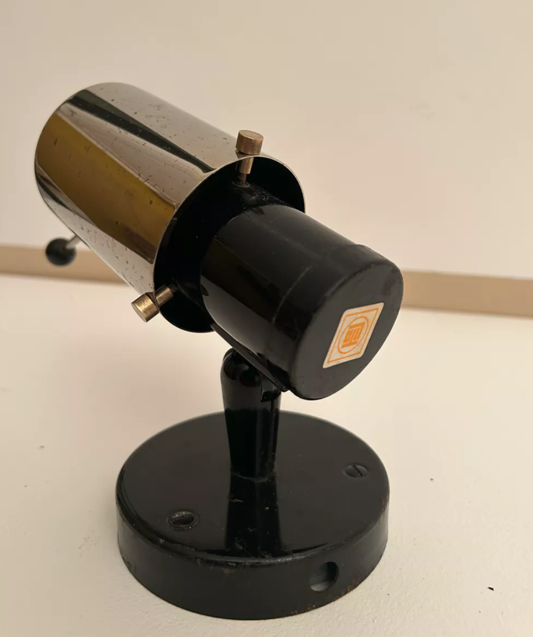 Vintage Zodiac wall lamp by Jacques Biny, chrome and black, Lita 1950