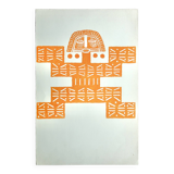 Original Pre-Columbian print, Aztecs Colombia folk 60s