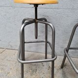 Pair stools adjustable in height metal patina graphite