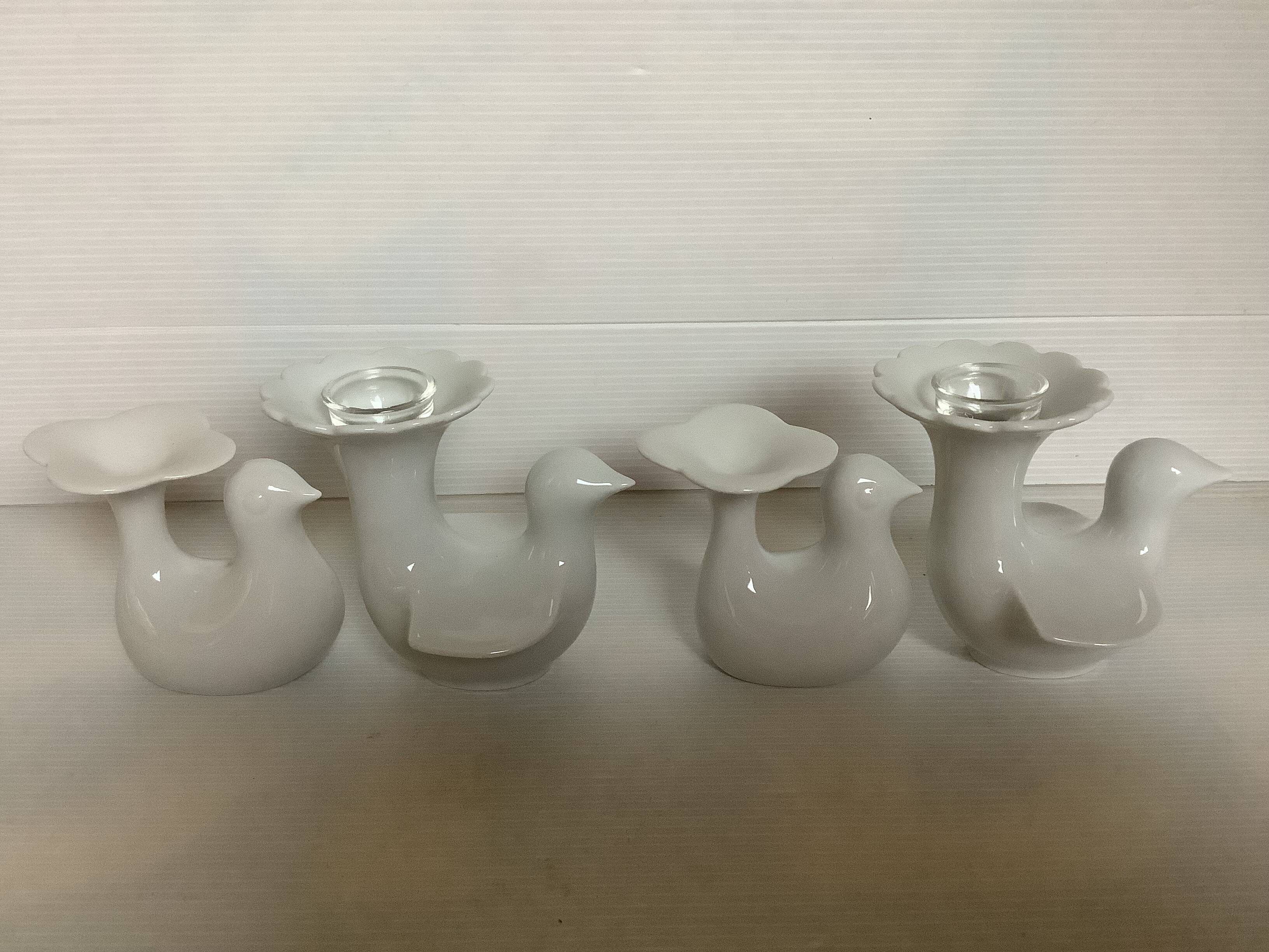 Four white bird candlesticks Arzberg Bareuther