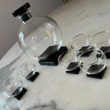 Art Deco liqueur service with a decanter and 6 glasses, in the style of Willem Jacob Rozendaal, Netherlands 1930s.
