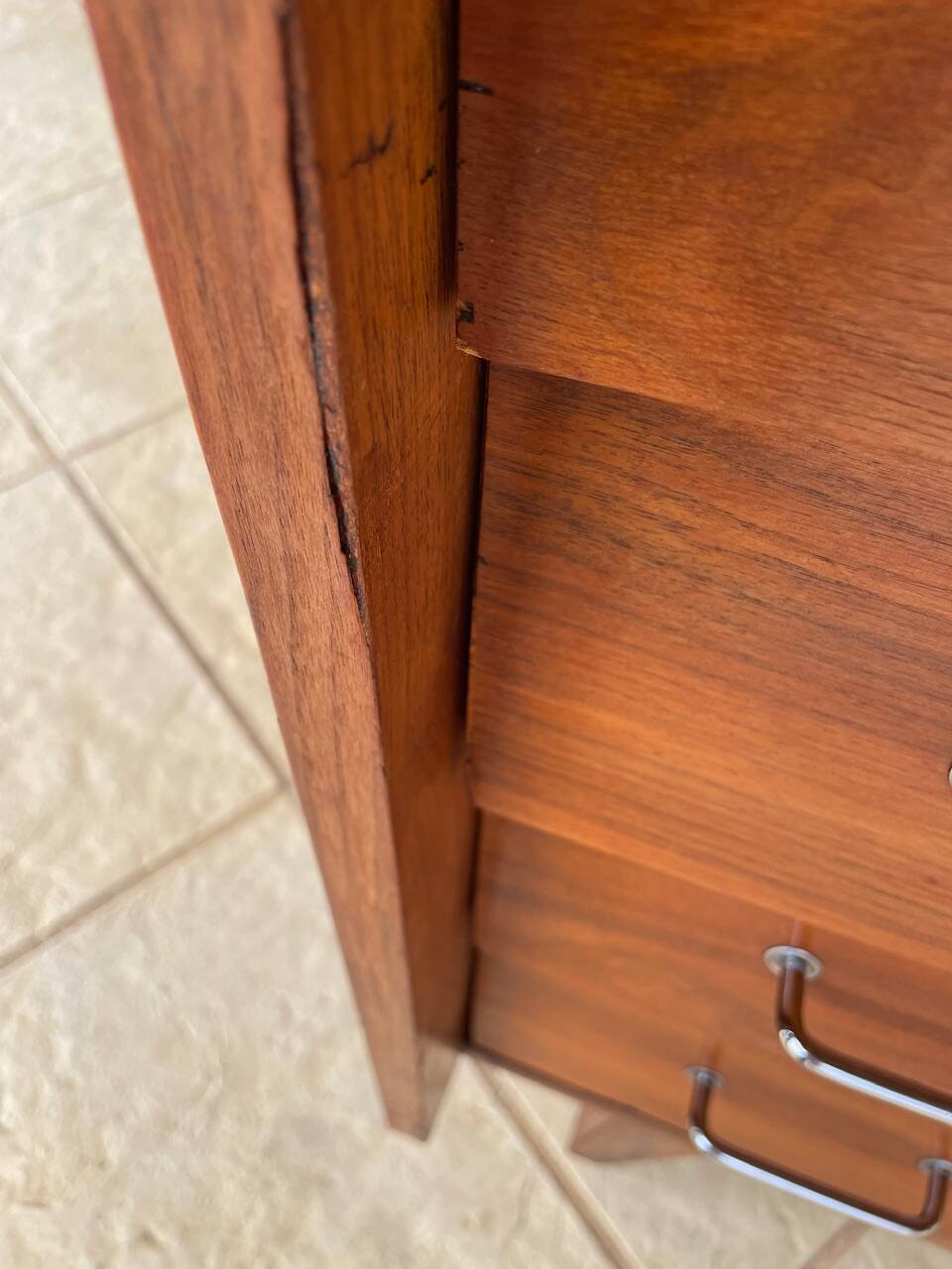 Vintage walnut commode with tapered legs circa 1950s