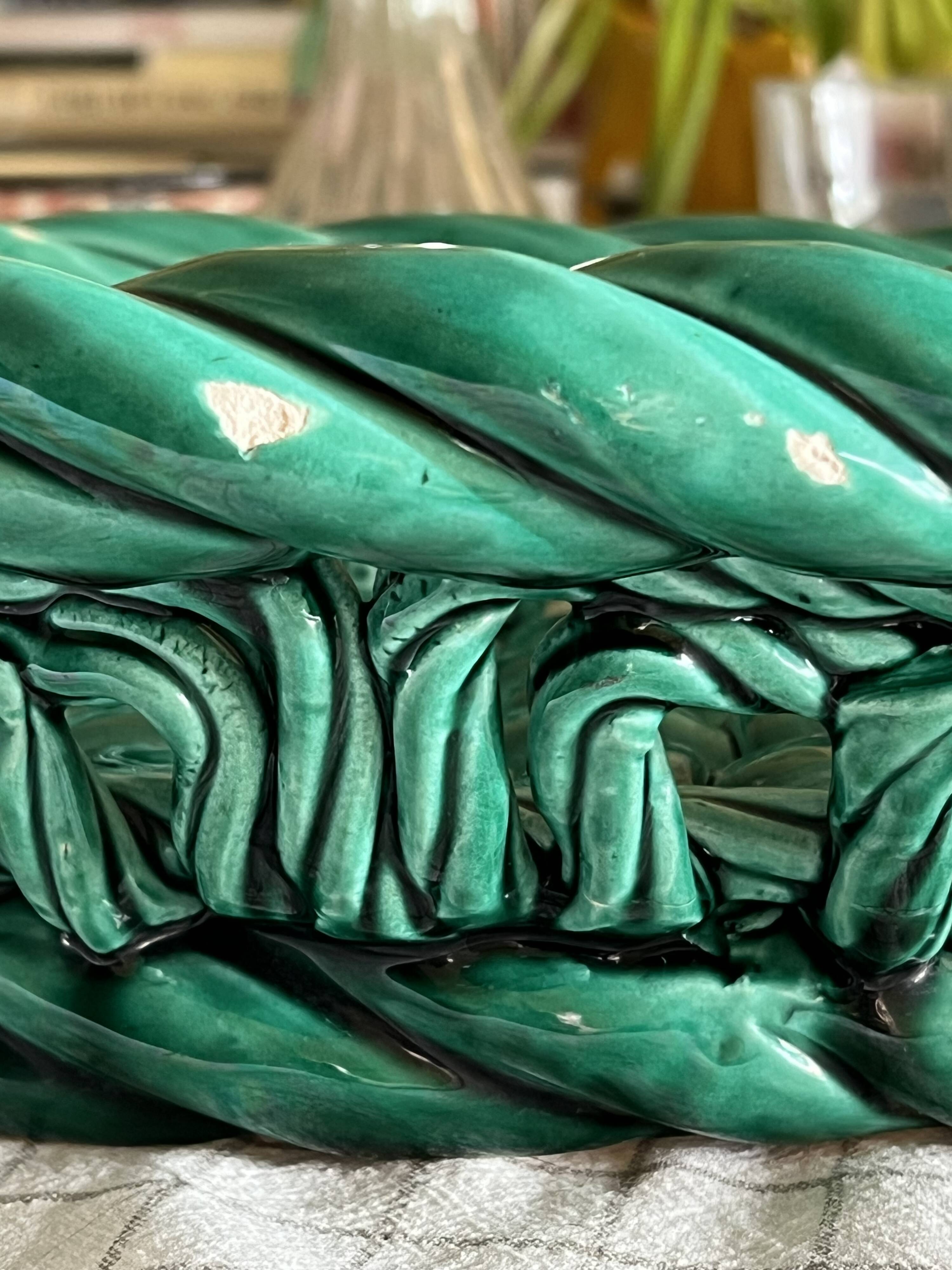 Vallauris Green Glazed Ceramic Bowl