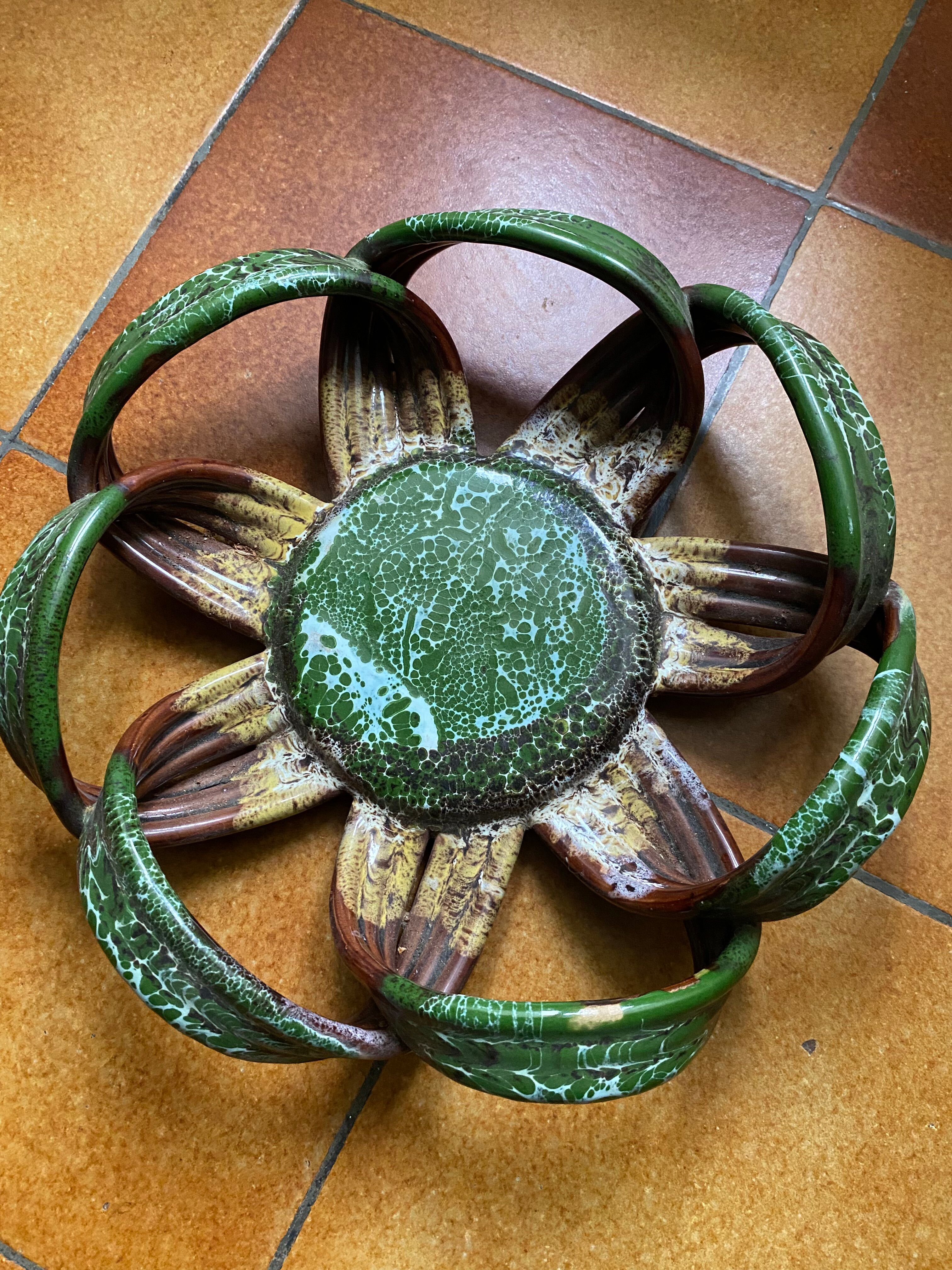 Large vintage woven ceramic fruit bowl – Vallaur style