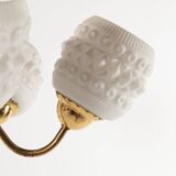 White crystal shades brass ceiling lamp, Sweden 1950’s