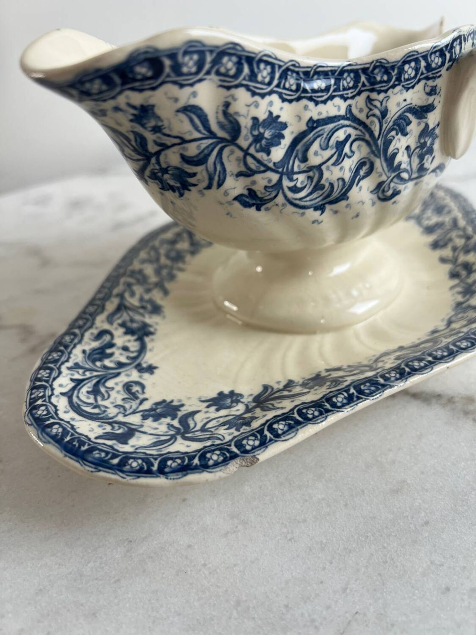 Saucière gien guirlandes 1937 terre de fer