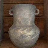 Golden brown terracotta vase with handles