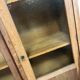 Vintage wooden display cabinet / wall cabinet with embossed yellow glass
