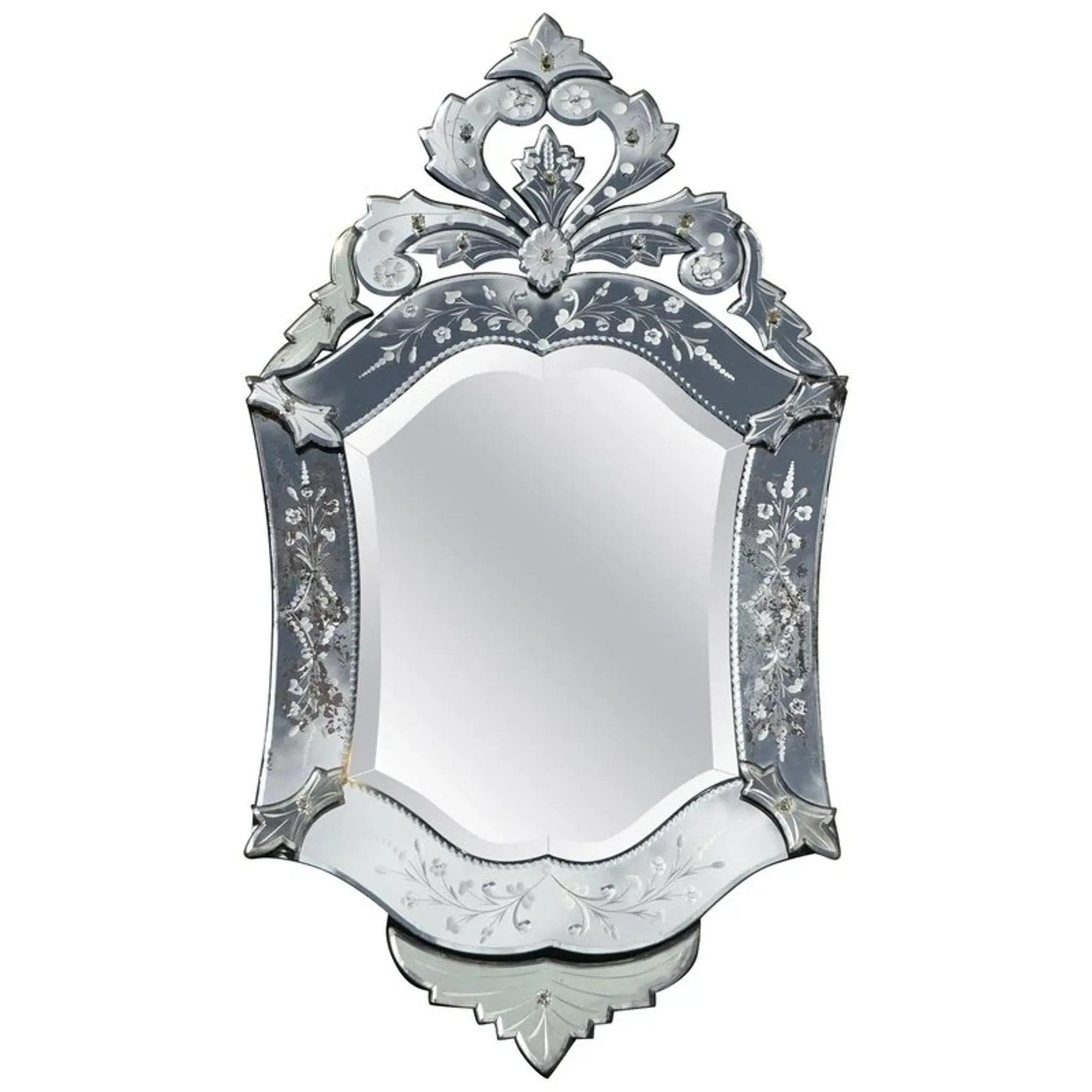 Antique Venetian Heart-Shaped Wall Mirror in Printed Glass, Italy, 1910s