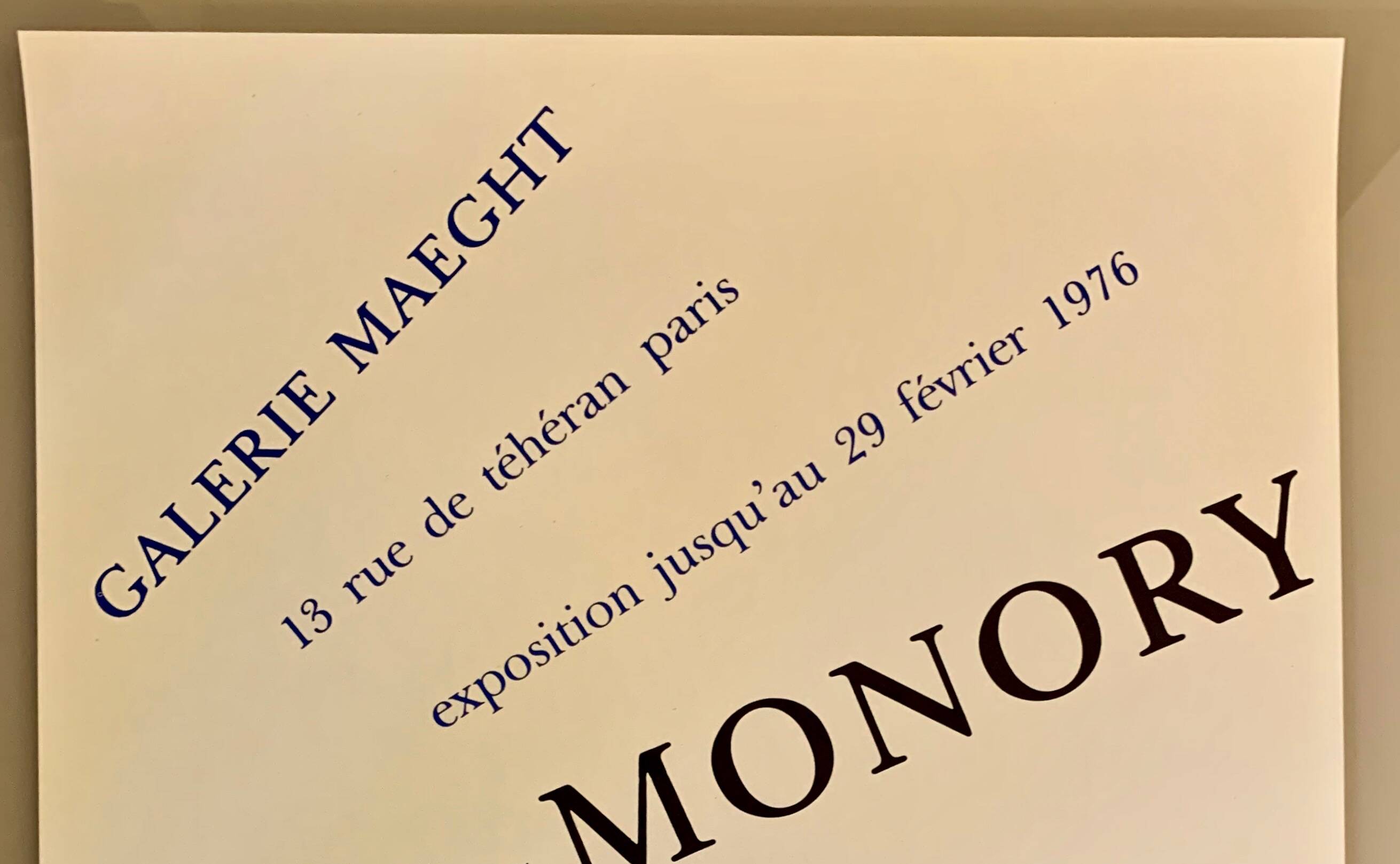 ART GALLERY poster by Jacques MONORY “OPERAS GLACES” for Galerie MAEGHT