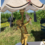 Pair of children's lamps returning from the vineyard