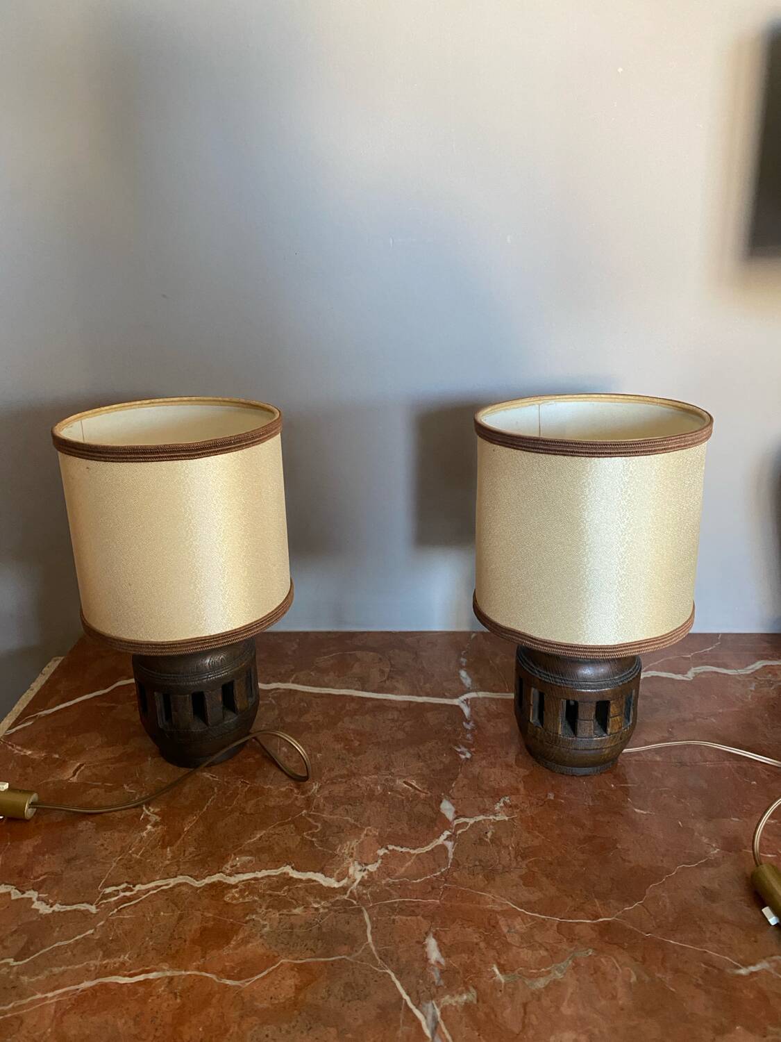 Pair of brutalist bedside lamps