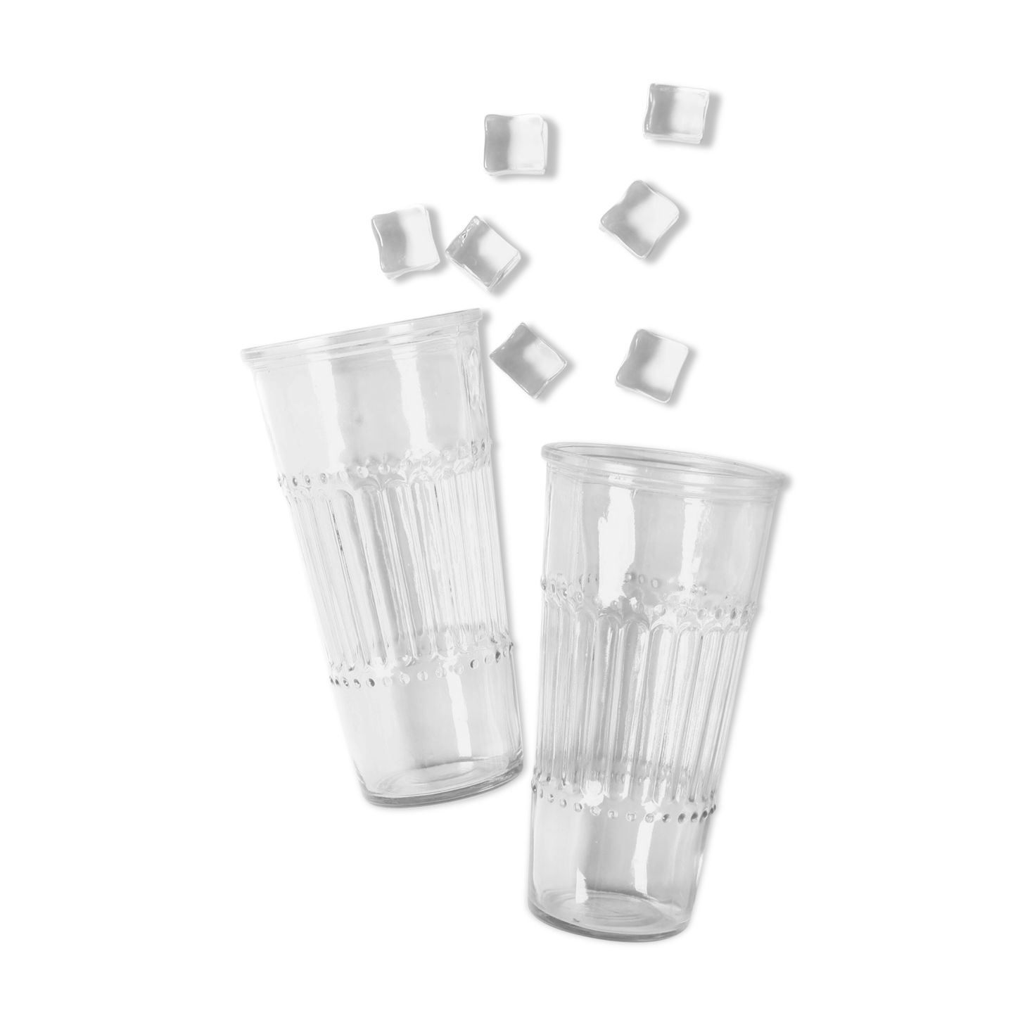 Set of 2 Vintage Large Italian Water Glasses / Italy / 1960s