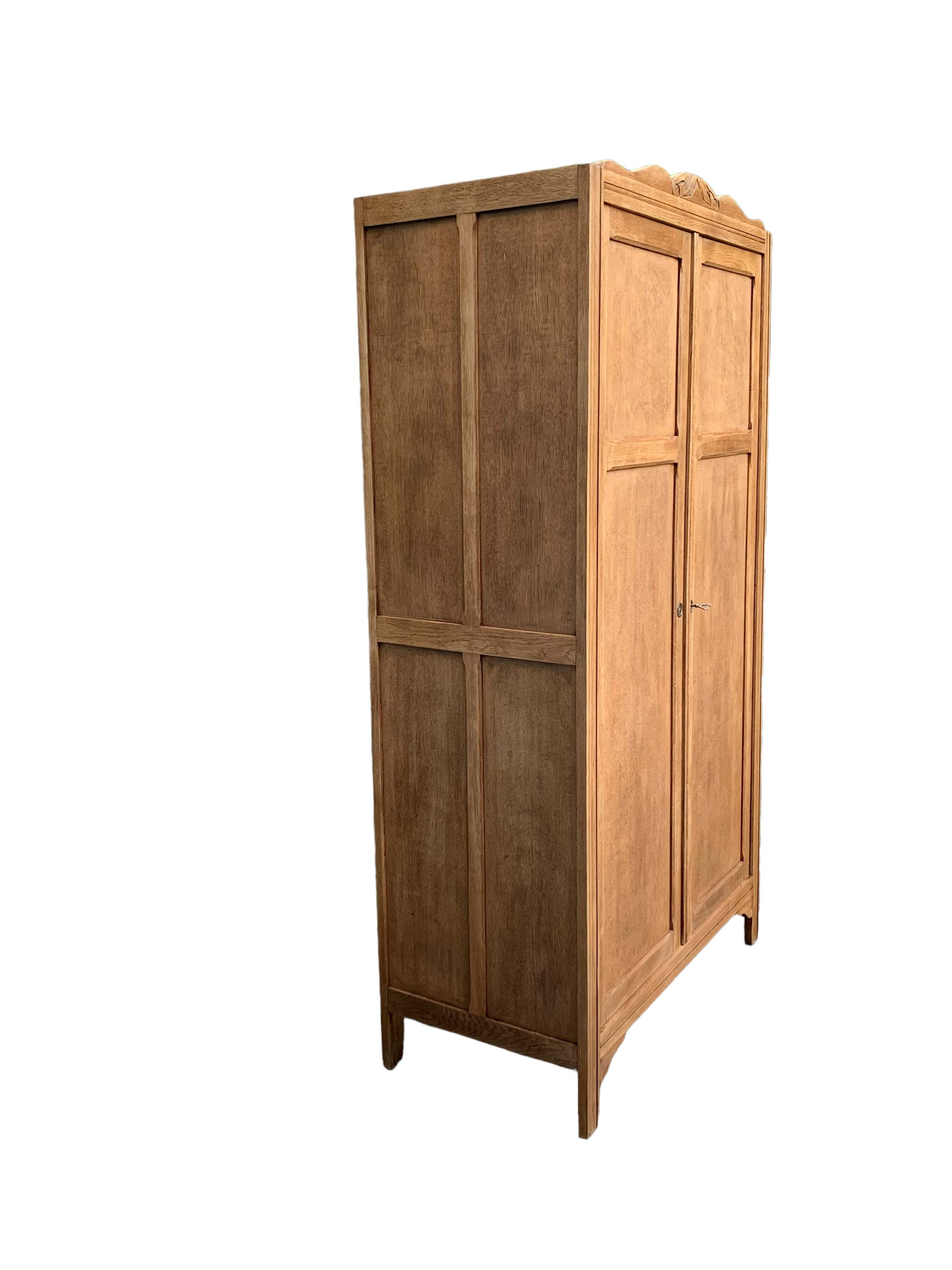 Parisian wardrobe, art deco raw wood wardrobe, 1930