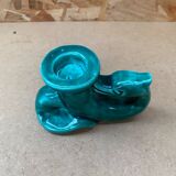 Antique vintage green ceramic candle holder