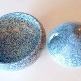 Large blue glazed ceramic biscuit jar Diameter 32.5 cm