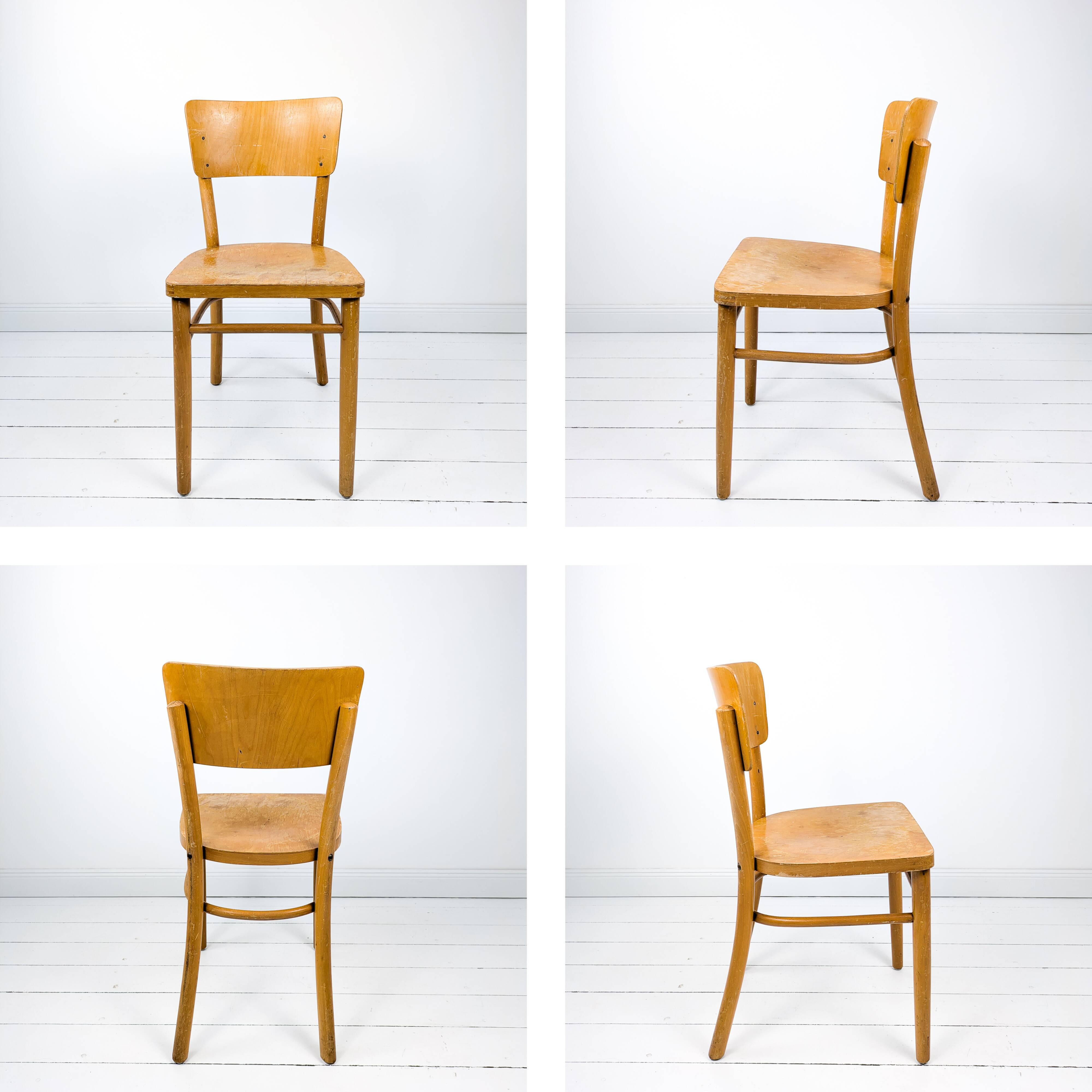 Chaise vintage Frankfurter en bois Mid-Century design rétro classique pour