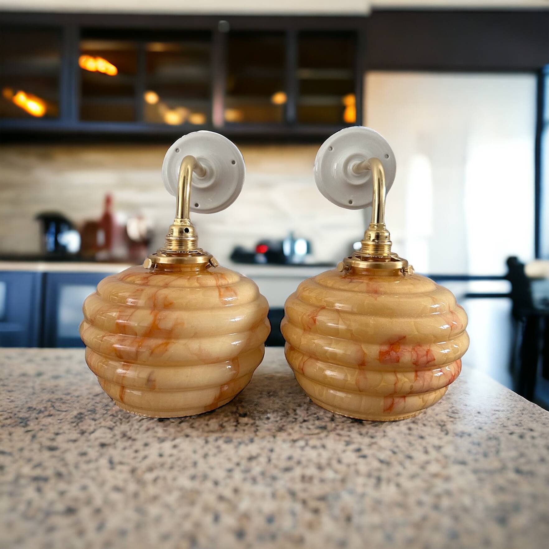 Pair of Art Deco globe wall lights