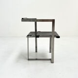 Geometric chair in leather and chrome, 1980s