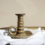 Stoneware candle holder signed Lucien Talbot