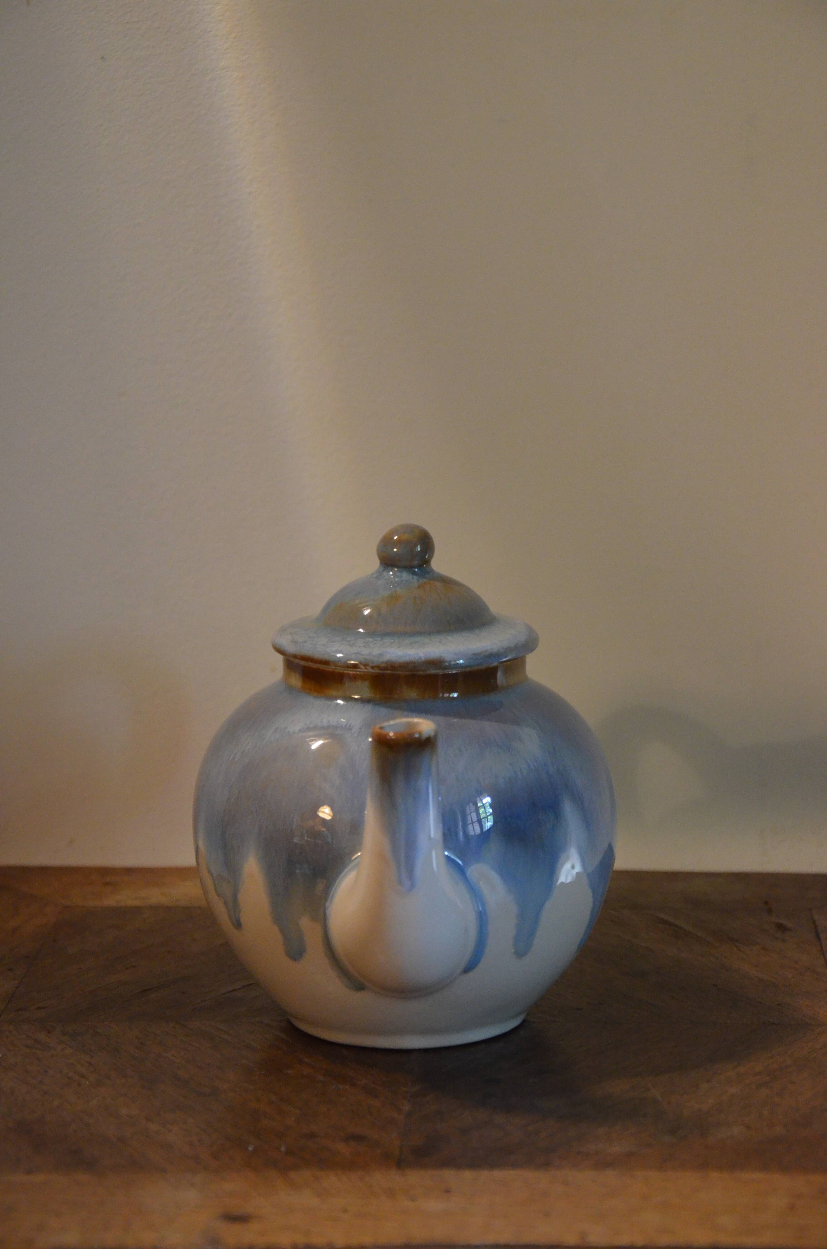 Blue ceramic teapot