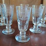 6 verres à café gravure à la grecque encadrée XIX ème