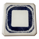 Vintage old trivet Badonviller blue graphic pattern