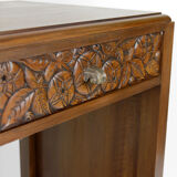 Art deco dressing table in sculpted walnut, france, circa 1930