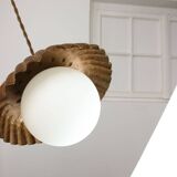 Mid-Century Italian Copper and Opaline Pendant Lamp