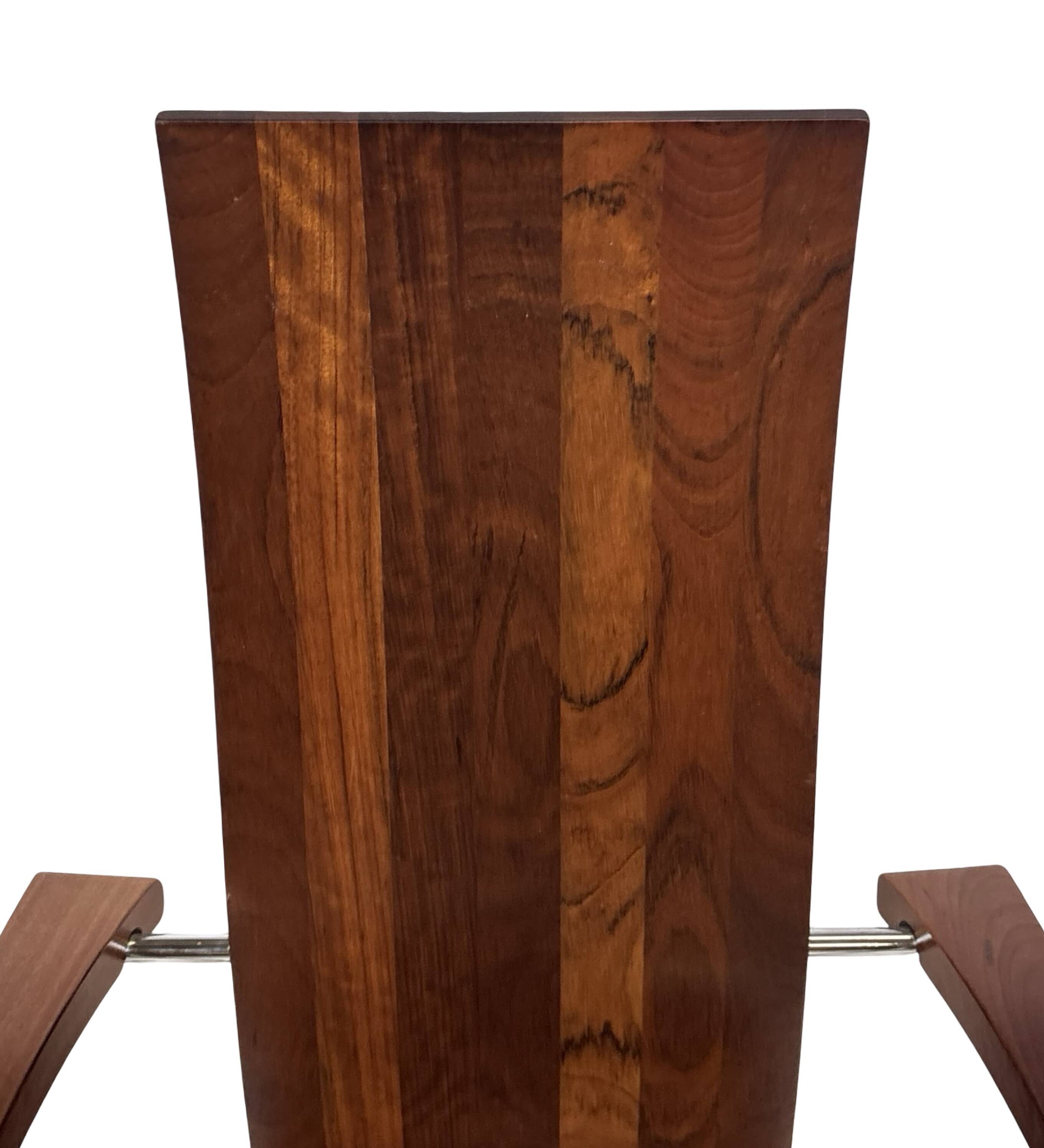 Ensemble vintage de quatre chaises design en hêtre massif chrome