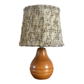 Vintage wooden lamp lampshade wool 70s