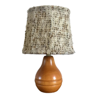 Vintage wooden lamp lampshade wool 70s