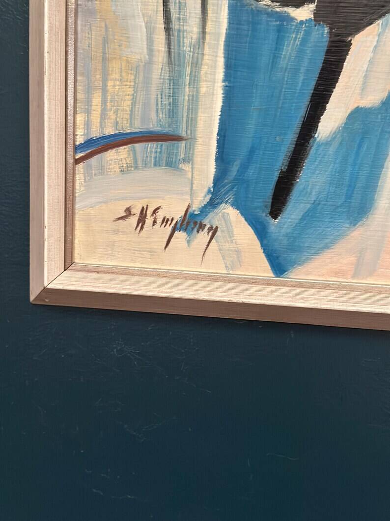 Original Swedish Oil on Panel – “Abstract Composition” by Sven H. Engberg – Signed – Vintage & Framed – 56 × 43 cm (22" × 16.9")