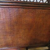 Rare vintage bar cabinet shelf wood woven rattan 80s retro