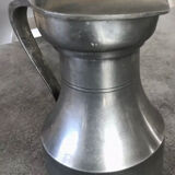Antique pitcher with shoulder in fine punched tin finish pcorn