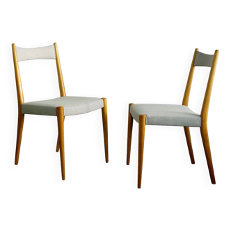 Pair of mid-century Austrian beech dining chairs by Anna Lülja Praun.